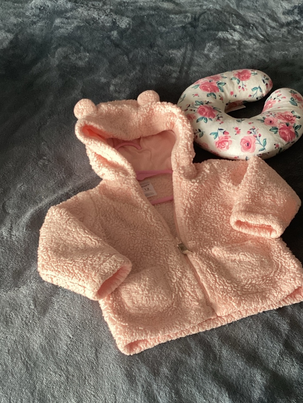 Carter's Light Pink Sherpa Hooded Jacket with Bear Ears